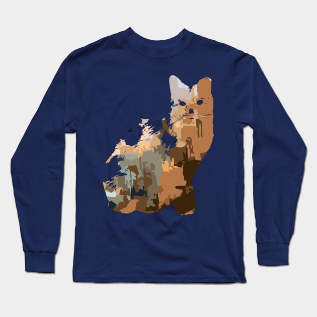 POTTER CAT IN ABSTRACT STYLE Long Sleeve T-Shirt by MufaArtsDesigns